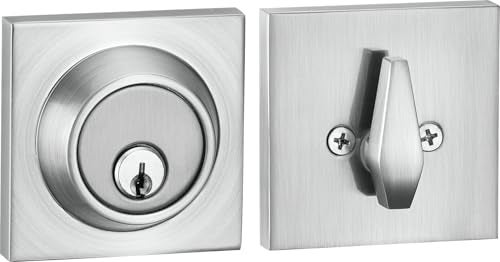 Berlin Modisch Sleek Series Square Single Cylinder Deadbolt Lock for Front Door Entrance Modern High Security Heavy Duty Satin Nickel Finish - Image 1