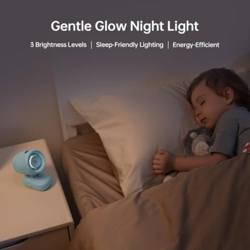 Baby stroller crib desk car seat fan soft night light, LED display, one-click detachable clip fan in sleek black, ultra-quiet 38H cooling, compact stylish design for travel and gifting - Image 5
