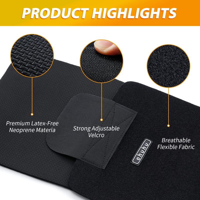 Ohuhu Waist Trimmer, Adjustable Neoprene Ab Trainer Belt for Back Support, Sweat Band Waist Trainer for Training & Workouts, Sweat Enhancer, Fits Up to 40 Inches for Men & Women Black (Medium) - Image 2
