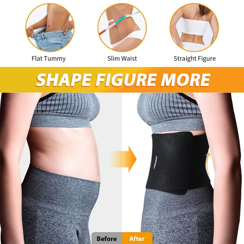 Ohuhu Waist Trimmer, Adjustable Neoprene Ab Trainer Belt for Back Support, Sweat Band Waist Trainer for Training & Workouts, Sweat Enhancer, Fits Up to 40 Inches for Men & Women Black (Medium) - Image 5