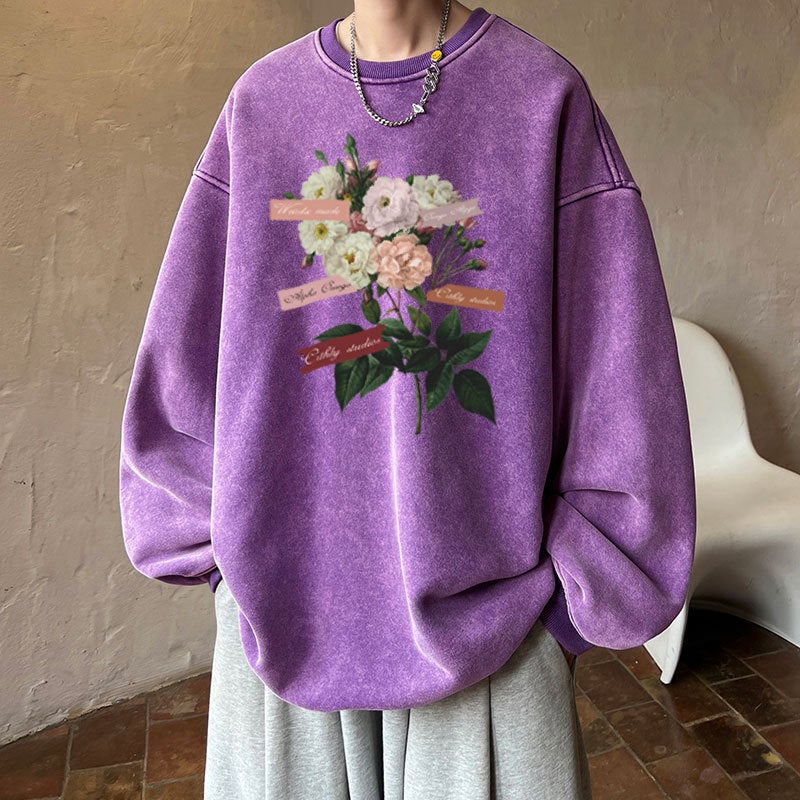 Fashionable Brand Round Neck Sweatshirt Boys Fleece-Lined Hats Top American Heavy Oversize Long Sleeve Jacket - Image 4
