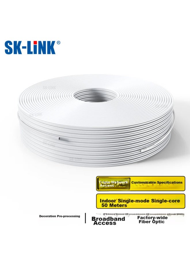 Sk-link Telecom-grade Indoor Fiber Optic Cable, 1 Core 2 Steel Wire Single-mode Single-core Fiber Optic Cable, Butterfly-shaped 50-meter Fiber Optic Home Installation Mobile Union Fiber Optic Patch Cord Snglsm-50m - Image 1