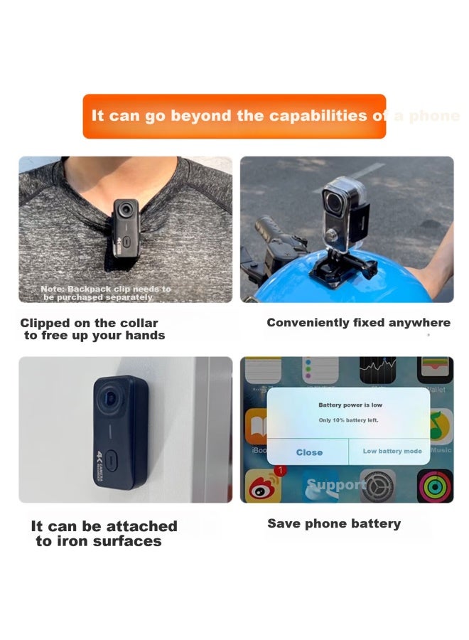 Mountain Dog G10+ Thumb Action Camera 4K Hd Riding Motorcycle Driving Recorder Vlog Fishing Helmet Chest Small Non-360 Panoramic Camera + 128G Memory Card - Image 2