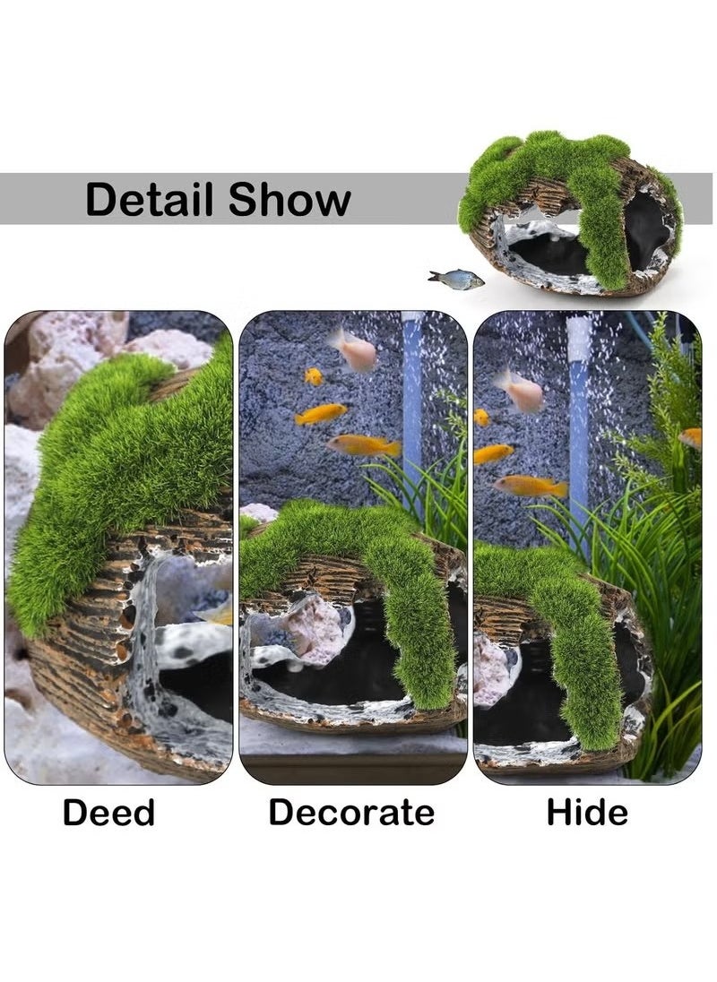 Realfrog Broken Barrel Fish Tank Decor, Fish Tank Accessories Decorations Resin Betta Fish Hideout Cave for Fish Tank Ornaments for Small Animal Play Rest Hide Breed  - Image 5