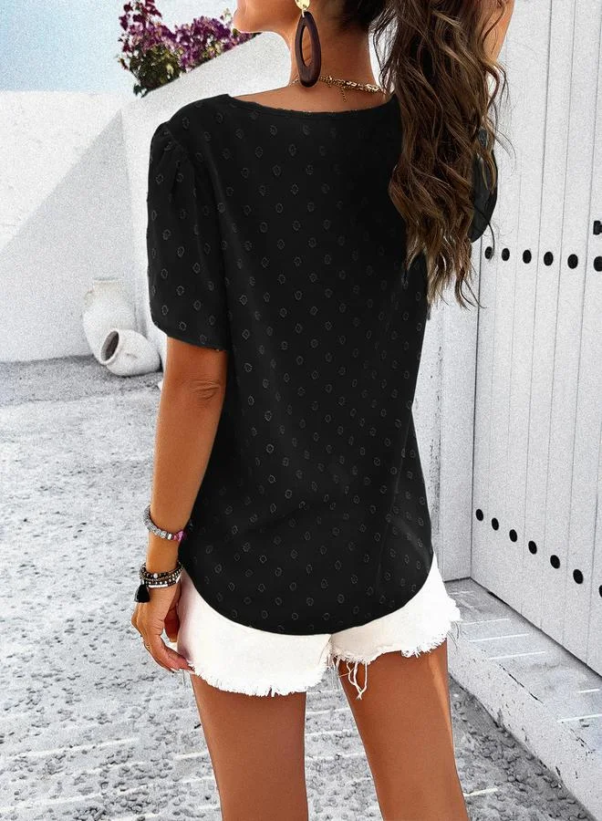 تايك تو Dobby V Neck Regular Fit Blouse by Styli