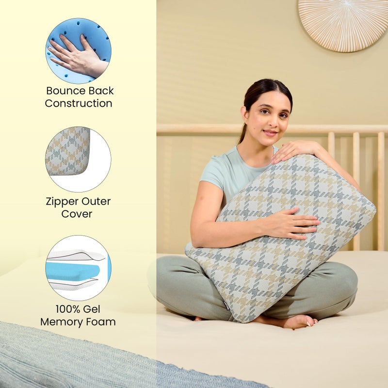 CareFoam وسادة ذاكرة جل مريحة مع تهوية، وسادة طبية للنوم وتخفيف آلام الرقبة مع غطاء بسحاب قابل للإزالة | 20x13x4 بوصة | كوين (عبوة من 2) | غطاء جاكار أبيض - Image 4