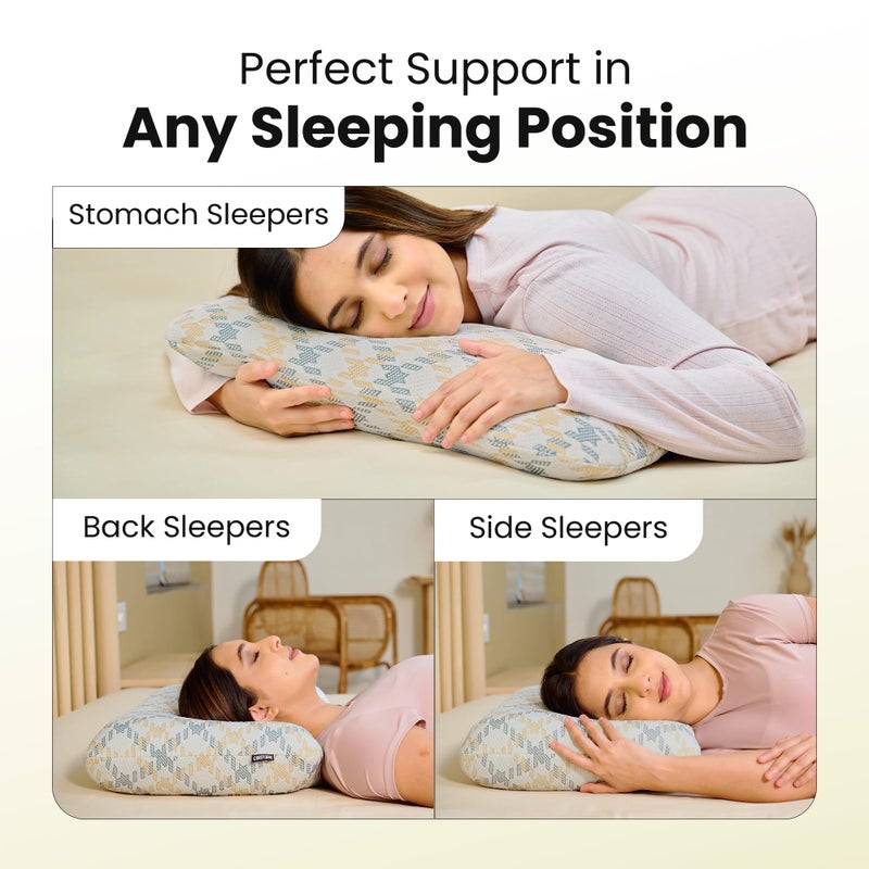 CareFoam وسادة ذاكرة جل مريحة مع تهوية، وسادة طبية للنوم وتخفيف آلام الرقبة مع غطاء بسحاب قابل للإزالة | 20x13x4 بوصة | كوين (عبوة من 2) | غطاء جاكار أبيض - Image 2