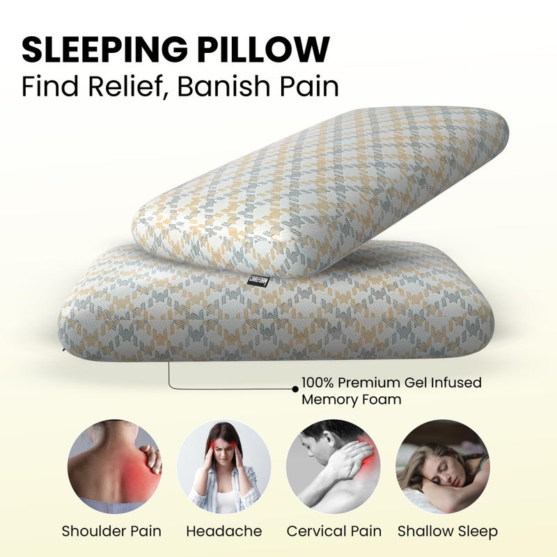 CareFoam وسادة ذاكرة جل مريحة مع تهوية، وسادة طبية للنوم وتخفيف آلام الرقبة مع غطاء بسحاب قابل للإزالة | 20x13x4 بوصة | كوين (عبوة من 2) | غطاء جاكار أبيض - Image 5