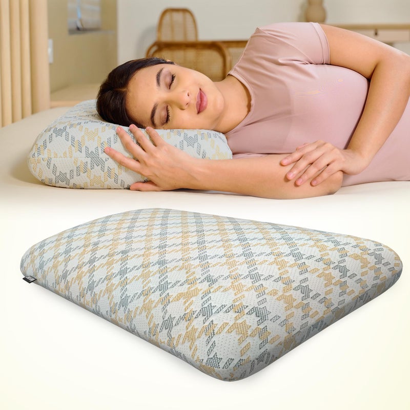 CareFoam وسادة ذاكرة جل مريحة مع تهوية، وسادة طبية للنوم وتخفيف آلام الرقبة مع غطاء بسحاب قابل للإزالة | 20x13x4 بوصة | كوين (عبوة من 2) | غطاء جاكار أبيض - Image 1