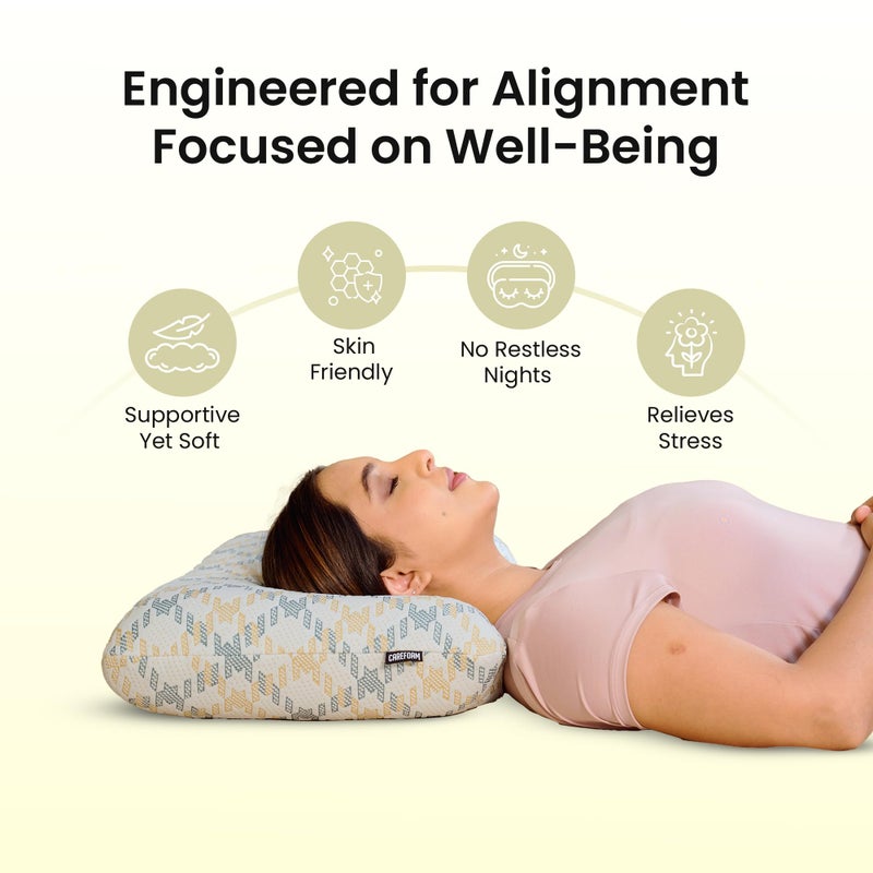 CareFoam وسادة ذاكرة جل مريحة مع تهوية، وسادة طبية للنوم وتخفيف آلام الرقبة مع غطاء بسحاب قابل للإزالة | 20x13x4 بوصة | كوين (عبوة من 2) | غطاء جاكار أبيض - Image 3