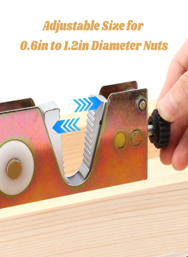 ZEENEEK Heavy Duty Nut Cracker with Wooden Base, Adjustable Manual Nut Cracker for All Nuts - Easy Open Walnut, Pecan, Macadamia, Hazelnut Opener Tool Kit with 4 Stainless Steel Picks - Image 4