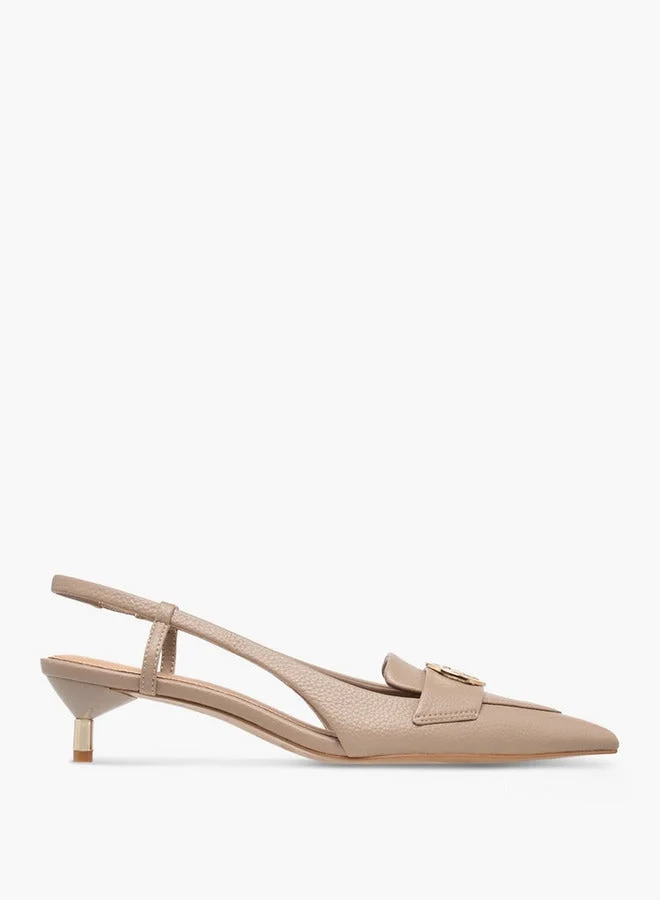 بابريكا Metallic Accent Slingback Shoes With Kitten Heels