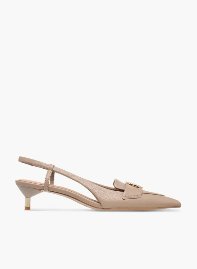 بابريكا Metallic Accent Slingback Shoes With Kitten Heels