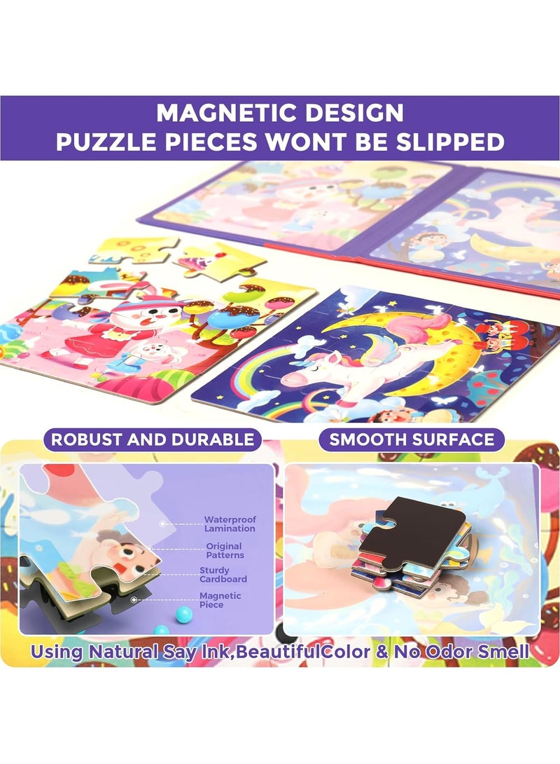 3 IN 1 KID PUZZLE: This set of mermaids magnetic puzzle has 3 parts with colorful images.There are 12, 16 and 20 puzzle pieces, 48 in total, ranging from easy to difficult, full of fun and challenges, helps kid develop motor skills and improve logical think - Image 5