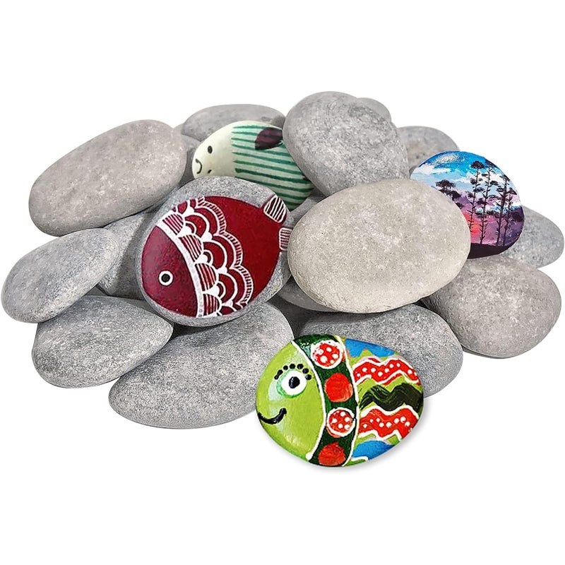 DALTACK 10 Pcs Large Rocks for Painting Natural River Rocks Flat River Rocks 23 Inches Stones for Arts Crafting