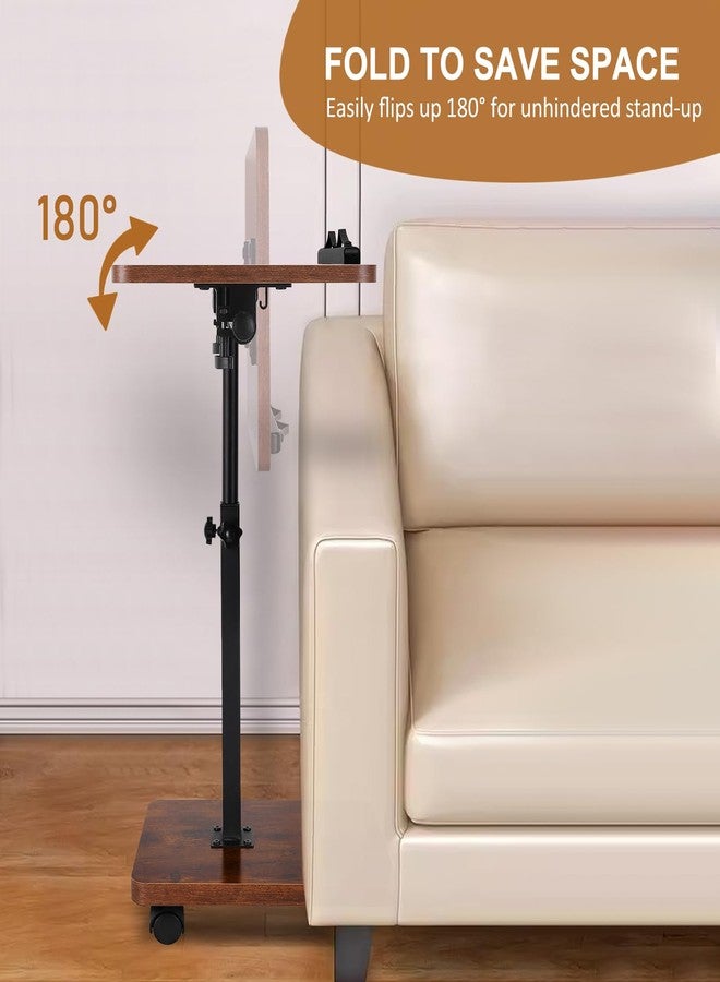 Morelexa Sofa Armrest Tray Table for Couch, 360° Swive & Adjustable Height & 180° Flip-Over Panel Design, Sofa Arm End Side Table with Wheels and Book Clips for Livingroom, Bedroom, Bed, Snack - Image 5