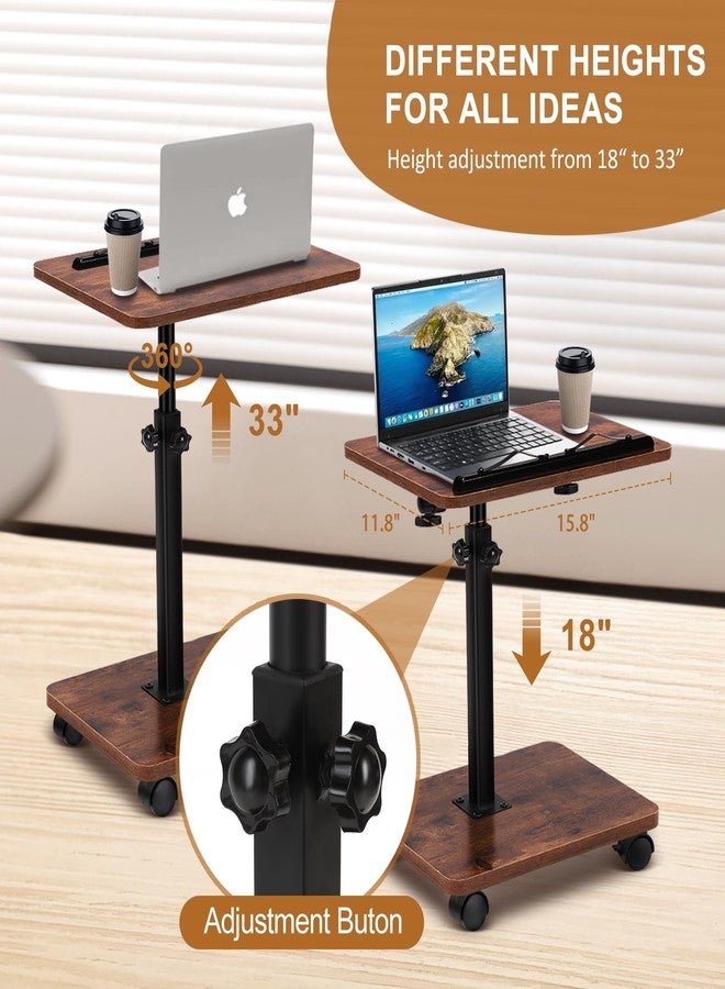 Morelexa Sofa Armrest Tray Table for Couch, 360° Swive & Adjustable Height & 180° Flip-Over Panel Design, Sofa Arm End Side Table with Wheels and Book Clips for Livingroom, Bedroom, Bed, Snack - Image 2