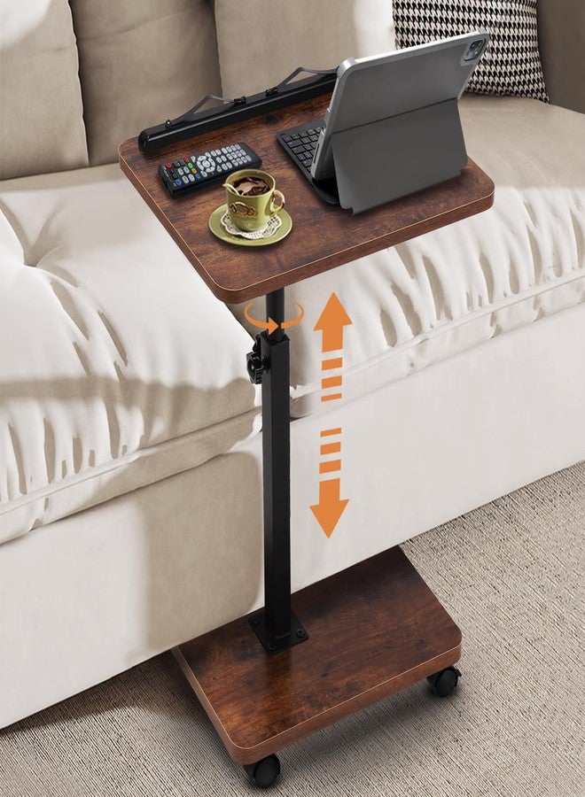 Morelexa Sofa Armrest Tray Table for Couch, 360° Swive & Adjustable Height & 180° Flip-Over Panel Design, Sofa Arm End Side Table with Wheels and Book Clips for Livingroom, Bedroom, Bed, Snack - Image 1