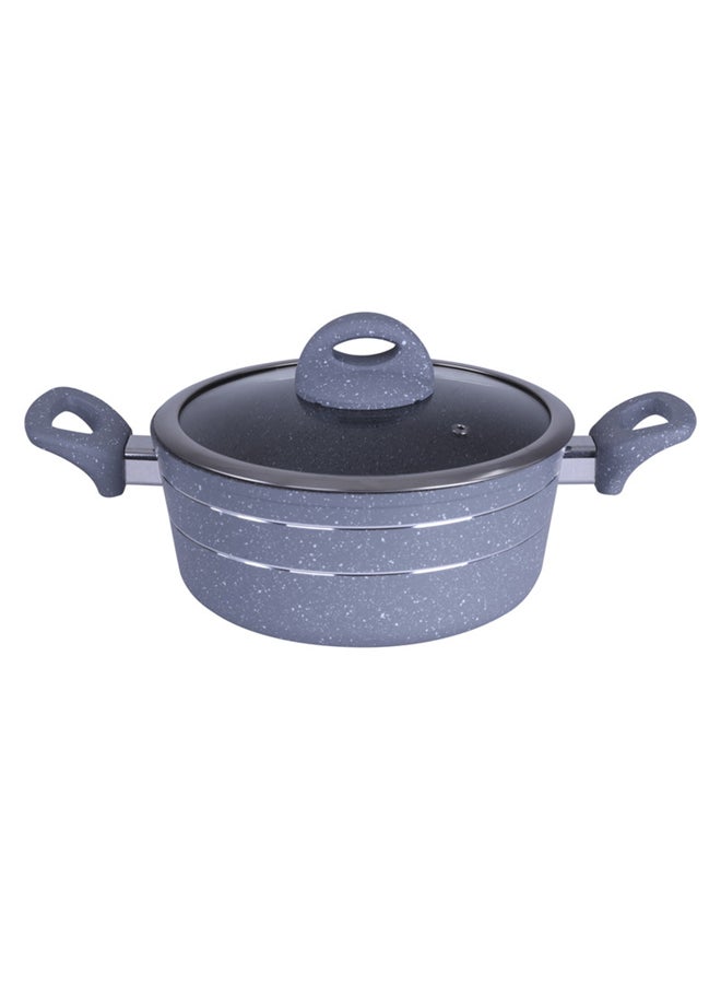 Royalford Smart Granite Series Casserole 22Cm Forged Aluminium 22.9X9.5Cm 5 Layer Tempered Glass Lid With Steel Frame Multicolor Multicolor - Image 1