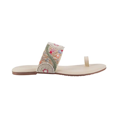Metro Women Beige Flat Sandal UK/6 EU/39 (32-1702) - Image 3