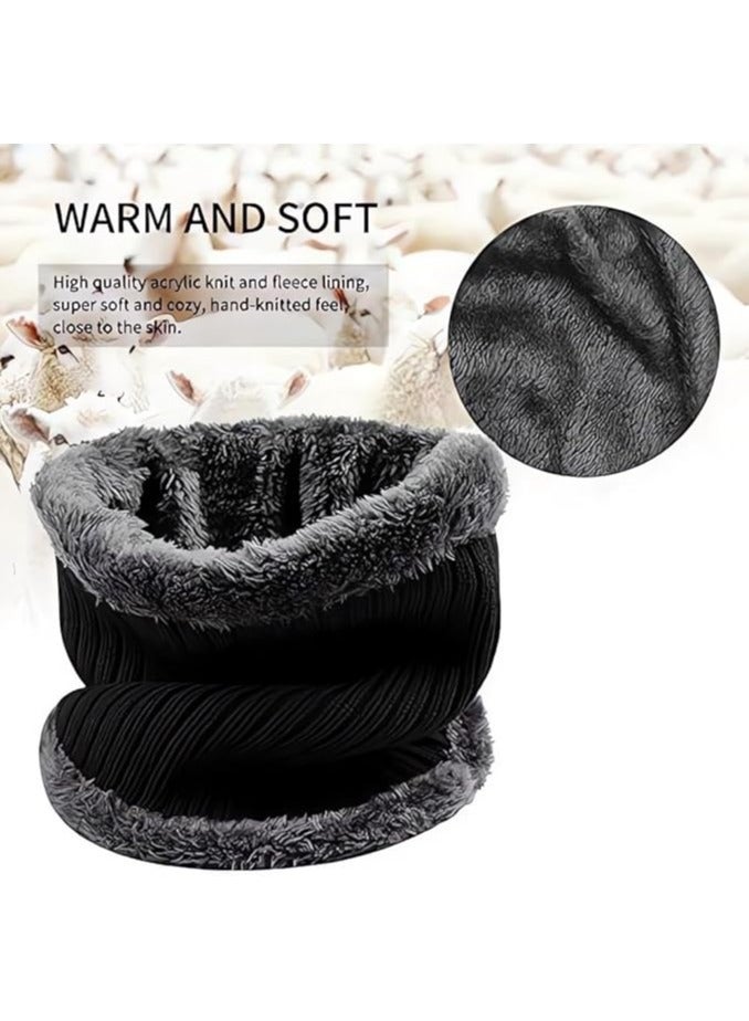 Cozy Winter Knit Beanie and Scarf Set for Men Warm Soft Fleece Lining Perfect for Cold Weather Outdoor Activities - Image 3