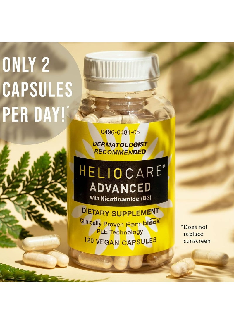 Heliocare Advanced Niacin B3 Supplement: Fernblock PLE Extract 240mg Per Serving - Supports Skin Cell Health W/Antioxidant Rich Vitamin B3 Niacin 500 mg - 120 Vegan Capsules - Image 3