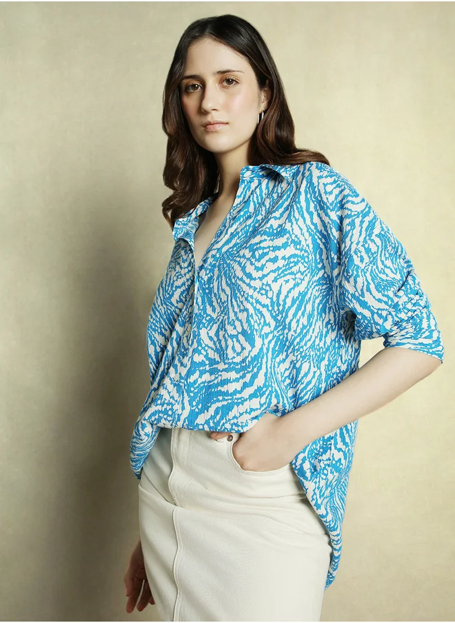 Dennis Lingo All Over Printed Longline Oversized Shirt