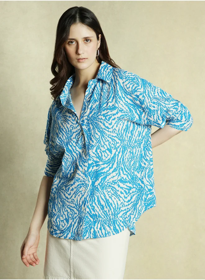 Dennis Lingo All Over Printed Longline Oversized Shirt
