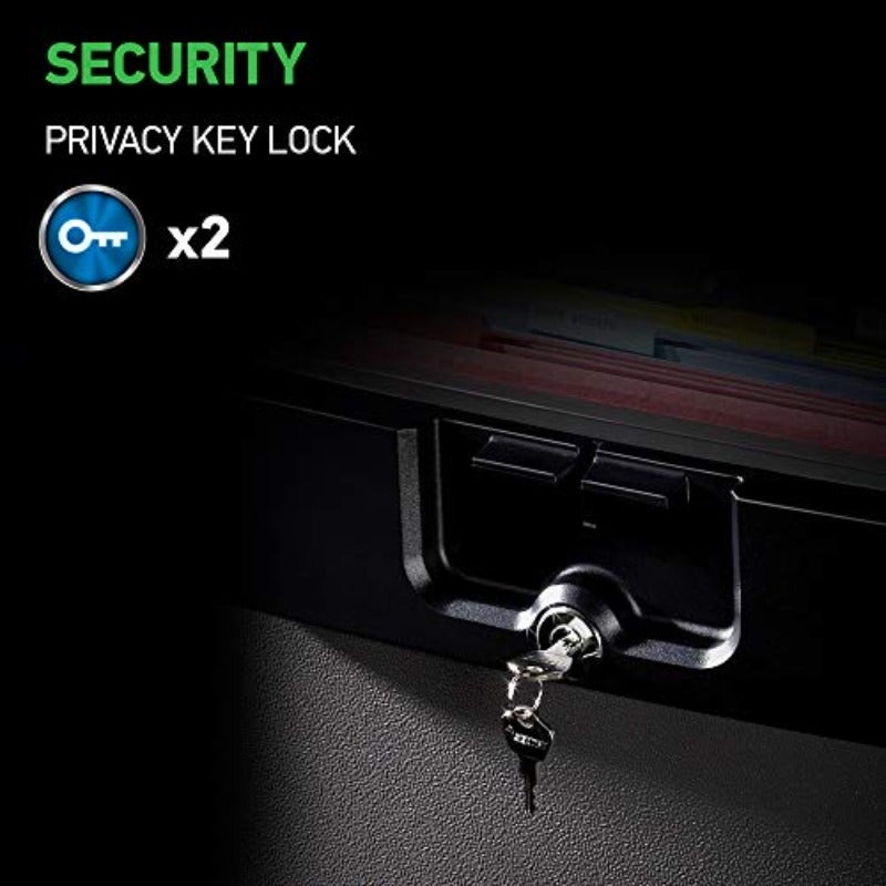 صندوق أمان س SENTRY أسود مقاوم للحريق والماء، مجلد ملفات وصندوق مستندات مزود بقفل بمفتاح، مقاس 14.3 × 15.5 × 13.5 بوصة، مطابقة لمعايير UL، مقاوم للحريق والماء، بسعة 0.65 قدم مكعب، لحماية وتنظيم الملفات والمستندات والمنظفات المعلقة - Image 4