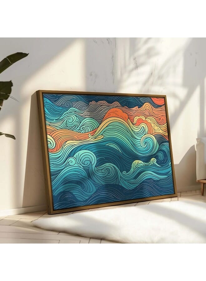 Home Gallery Abstract Summer Ocean Waves Framed Wall Art - Image 1