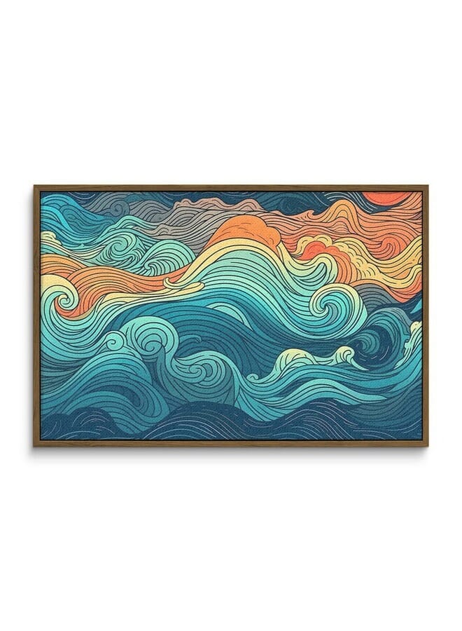 Home Gallery Abstract Summer Ocean Waves Framed Wall Art - Image 3