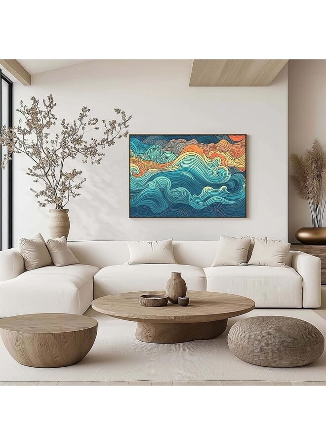 Home Gallery Abstract Summer Ocean Waves Framed Wall Art - Image 2