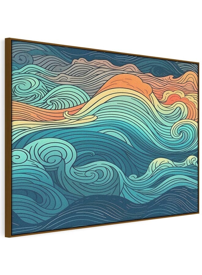 Home Gallery Abstract Summer Ocean Waves Framed Wall Art - Image 5