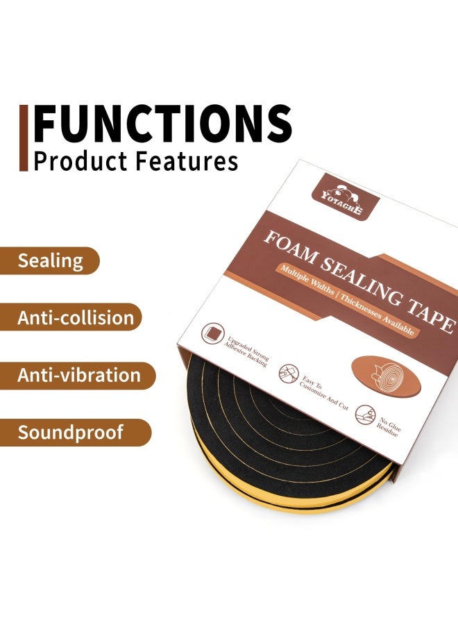 High Density Adhesive Foam Tape 2 Rolls 1 W X 3 4  Widely Used As Weatherstrip Gasket Seal Anti-Vibration Anti-Collision Shockproof Furniture Protective 13 Ft Length 2 X 6.5 Ft Each  - Image 5