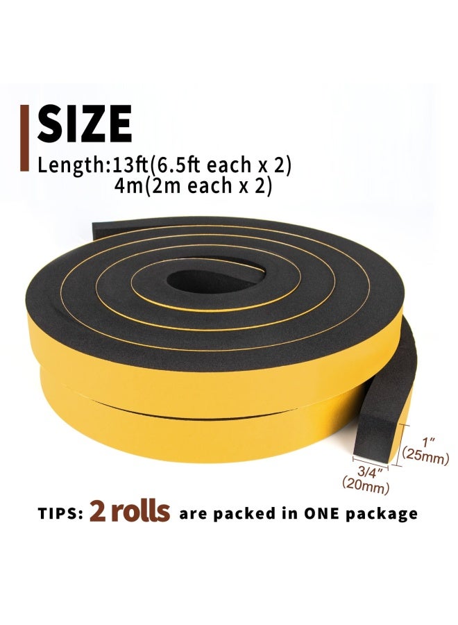 High Density Adhesive Foam Tape 2 Rolls 1 W X 3 4  Widely Used As Weatherstrip Gasket Seal Anti-Vibration Anti-Collision Shockproof Furniture Protective 13 Ft Length 2 X 6.5 Ft Each  - Image 4
