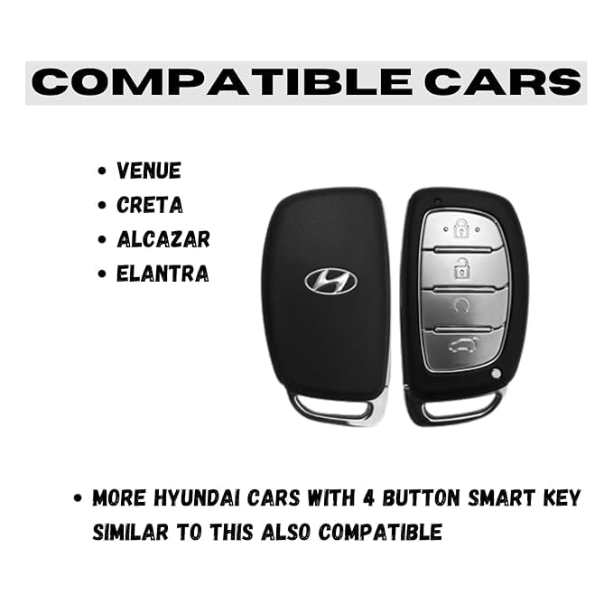 LivTee Premium Metal Soft Car Key Cover Cover with Keychain & Full Protection Compatible with Hyundai Creta,alcazer, I20, Venue, Elantra, and Tucson 4 Button Smart Car Key Cover (B-Hyundai) - Image 5