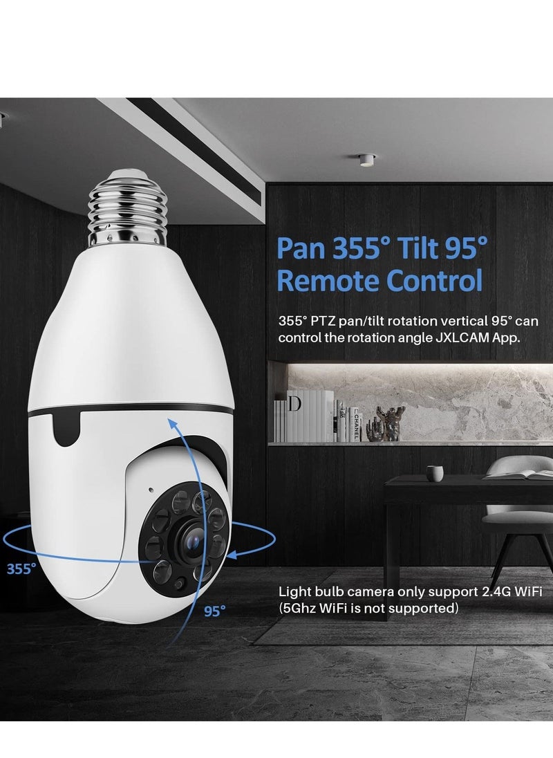 Generic - 1080P 360°Rotate Auto Tracking Panoramic Camera Light Bulb Night VisionWireless for WiFi PTZ IP Cam Remote Viewing Security E27 Interface Home Security Webcam Two Way Voice - Image 1