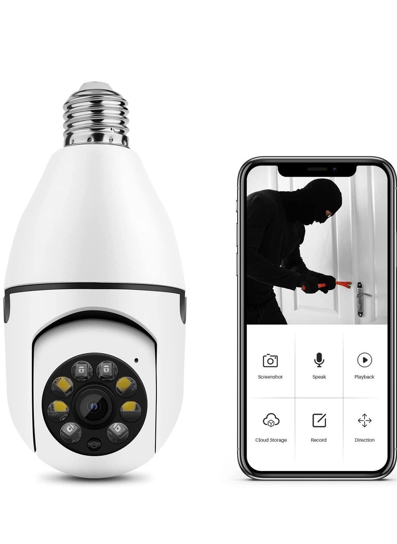 Generic - 1080P 360°Rotate Auto Tracking Panoramic Camera Light Bulb Night VisionWireless for WiFi PTZ IP Cam Remote Viewing Security E27 Interface Home Security Webcam Two Way Voice - Image 1