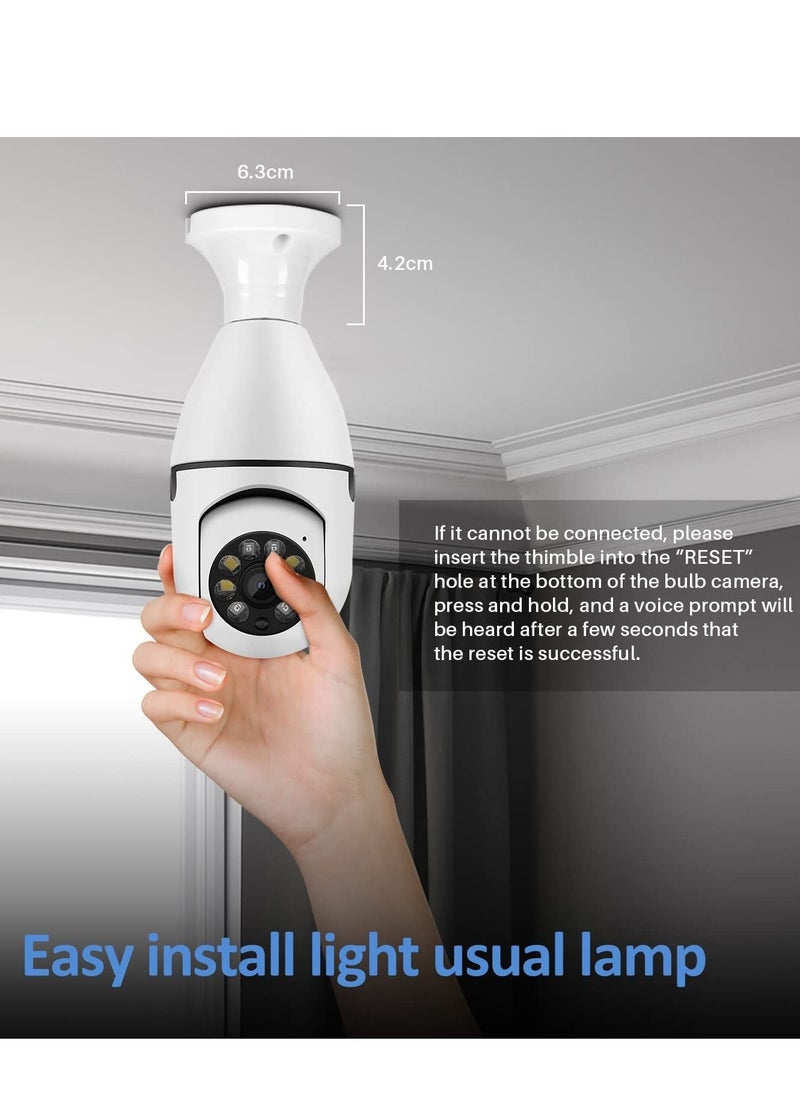 Generic - 1080P 360°Rotate Auto Tracking Panoramic Camera Light Bulb Night VisionWireless for WiFi PTZ IP Cam Remote Viewing Security E27 Interface Home Security Webcam Two Way Voice - Image 1