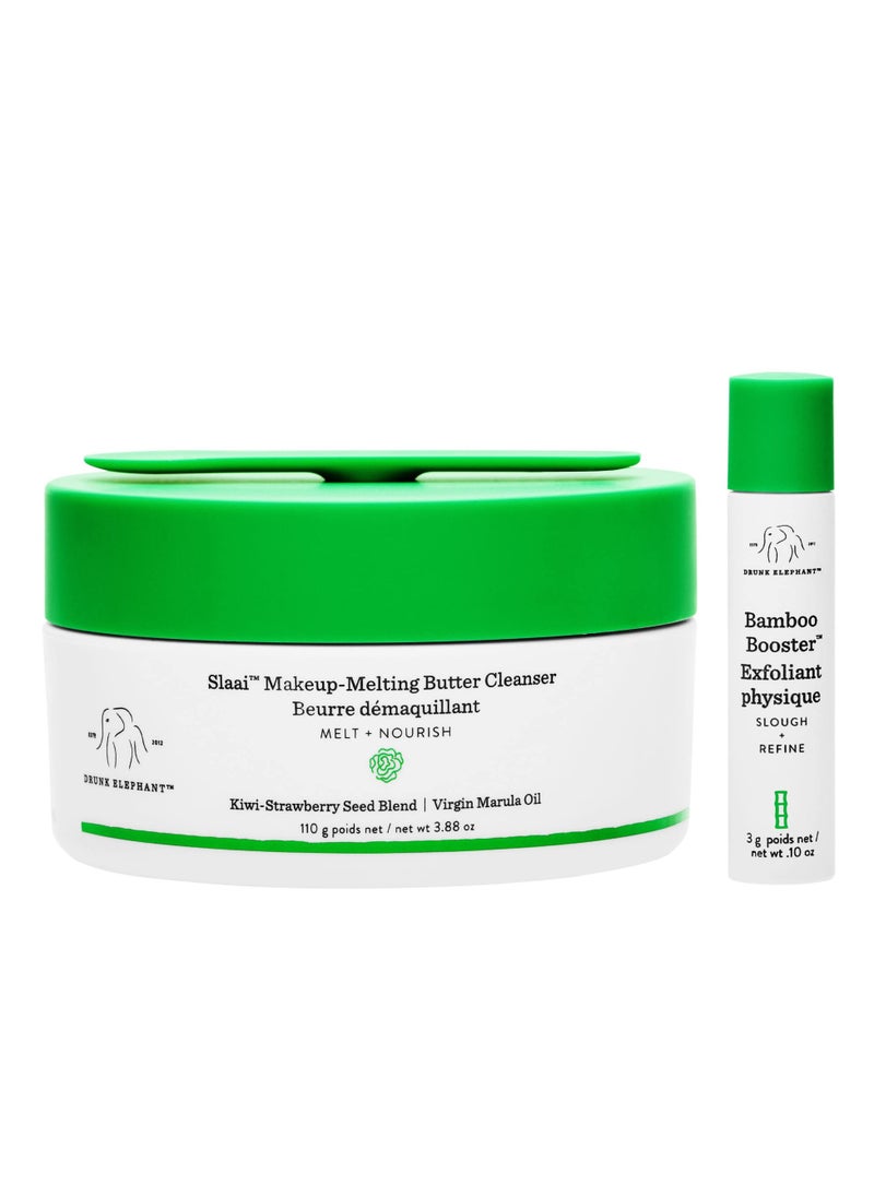 DRUNK ELEPHANT - Drunk Elephant Slaai Makeup-Melting Butter Cleanser And Bamboo Booster White 110+3Grams - Image 1