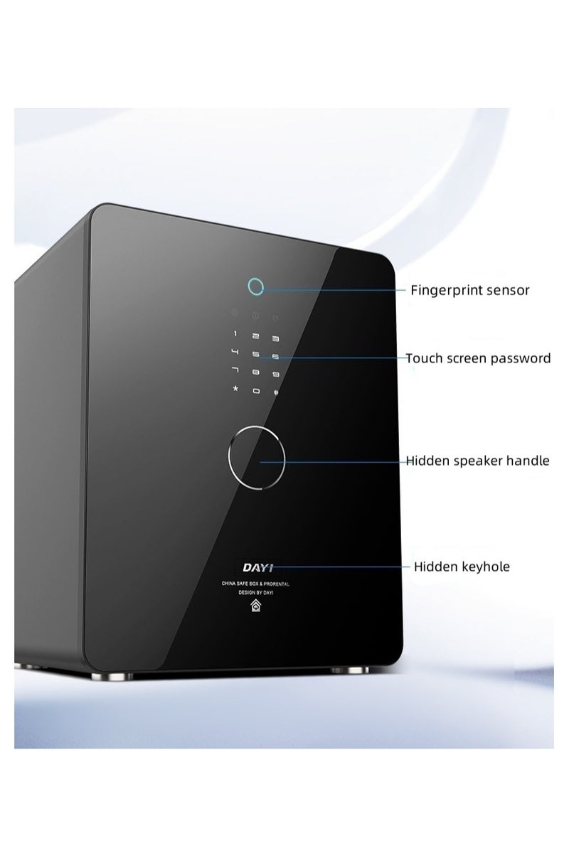 دايي خزنة آمنة للمكتب المنزلي مقاس 45 سم مع خاصية التعرف على بصمات الأصابع وكلمة مرور، مصنوعة بالكامل من الفولاذ، وبطانة جلدية ناعمة فاخرة مع صندوق مجوهرات بالداخل - Image 4