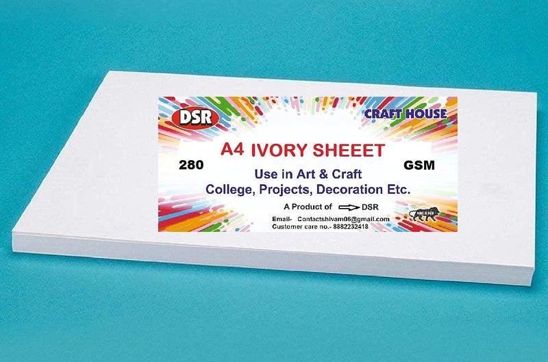 D S R Eclet A4 20 pcs White thick drawing Sheets Craft 300 GSM Sheet Artists Ivory Sheets A4 Size, Smooth Finish, HEAVY GSM Ivory Drawing Paper, or Greeting Cards, Art & Craft Home, School, Office Stationery - Image 3