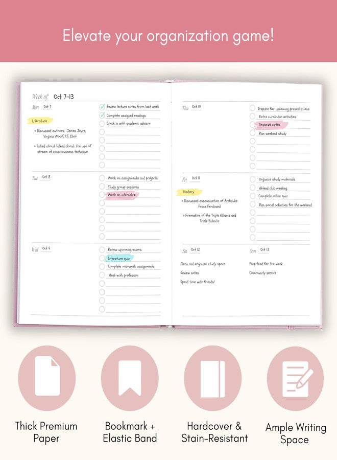 لامير مخطط لامار الأكاديمي 2026 - أساسيات الكلية - مخطط أسبوعي غير مؤرخ لطلاب الكلية، مناسب للتعليم المنزلي، والمدارس الثانوية، والكليات، وطلاب التمريض - Image 3