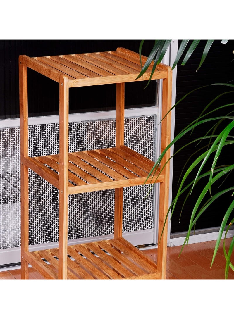 DubaiGallery 3 Stacked Shelves Bamboo Slats Bathroom Shelving Unit - Image 3