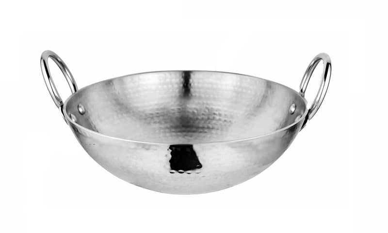 Dynore Stainless Steel Hammered Kadhai/Heavy Bottom Cookware/Kadhai/Kadhai for Kitchen/Utensils for Cooking, Deep Frying with Handle 2 LTR - Image 1
