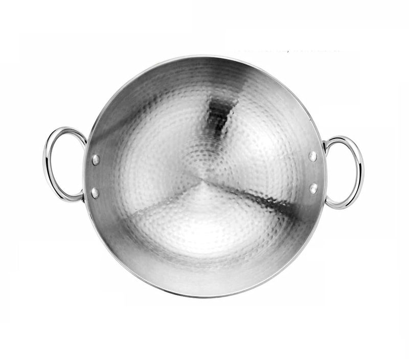 Dynore Stainless Steel Hammered Kadhai/Heavy Bottom Cookware/Kadhai/Kadhai for Kitchen/Utensils for Cooking, Deep Frying with Handle 2 LTR - Image 5