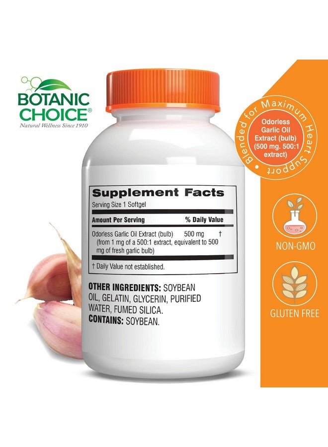 Botanic Choice كبسولات زيت الثوم عديم الرائحة مضاد أكسدة دعم الكوليسترول والمناعة للبالغين خالية من الغلوتين وغير معدلة وراثيًا 180 حبة - Image 2