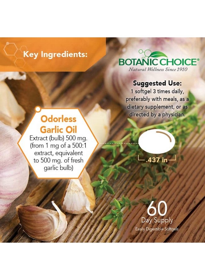 Botanic Choice كبسولات زيت الثوم عديم الرائحة مضاد أكسدة دعم الكوليسترول والمناعة للبالغين خالية من الغلوتين وغير معدلة وراثيًا 180 حبة - Image 3