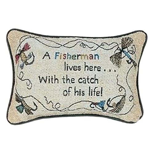 Manual Woodworker Manual 12.5 x 8.5-Inch Decorative Throw Pillow, A Fisherman Lives Here - Image 4