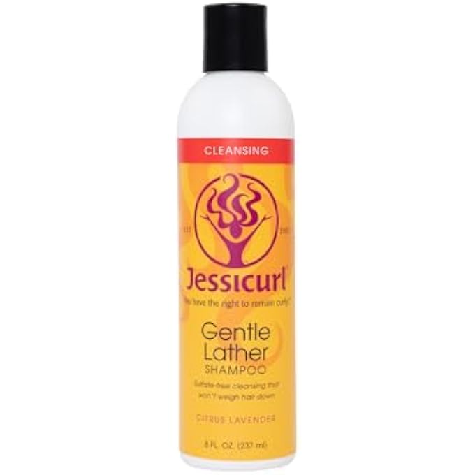 Jessicurl, Gentle Lather Shampoo, Citrus Lavender, 8 Fl oz. Cleansing Curly Hair Shampoo, Vegan, Sulfate Free Shampoo